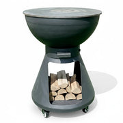 Tempo Style – Barbecue a Legna e Carbone Yucatán Antracite | BBQ in Acciaio Corten da Esterno con ruote e Griglia di cottura in Acciaio Inox 316