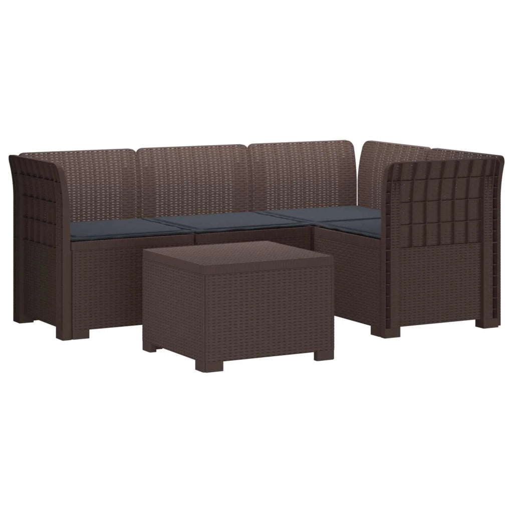 Divano da giardino 4 posti con cuscini aspetto rattan PP 3444005