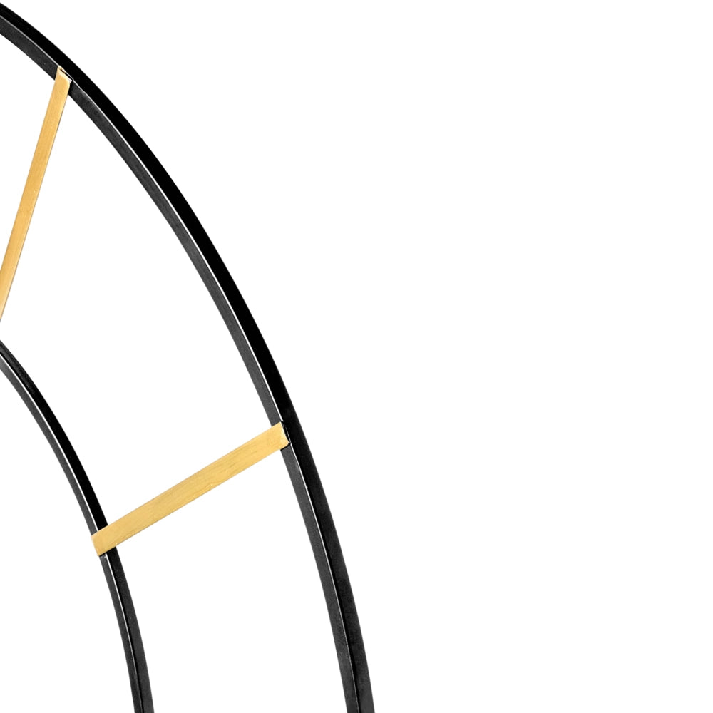 Orologio da parete in ferro Nero e dorato con numeri romani a superficie aperta design moderno per la casa