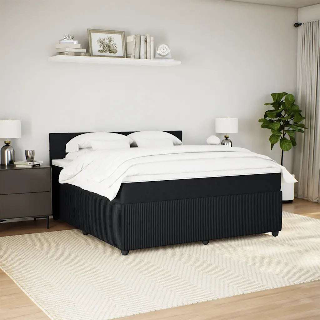Giroletto a Molle con Materasso Nero 180x200 cm in Velluto 3290108
