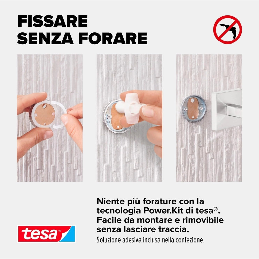 Exxclusiv Scopino WC, Autoadesivo, Look Acciaio Inox, Design Sofisticato, Inox Assicurato, 445mm x 98mm x 138mm