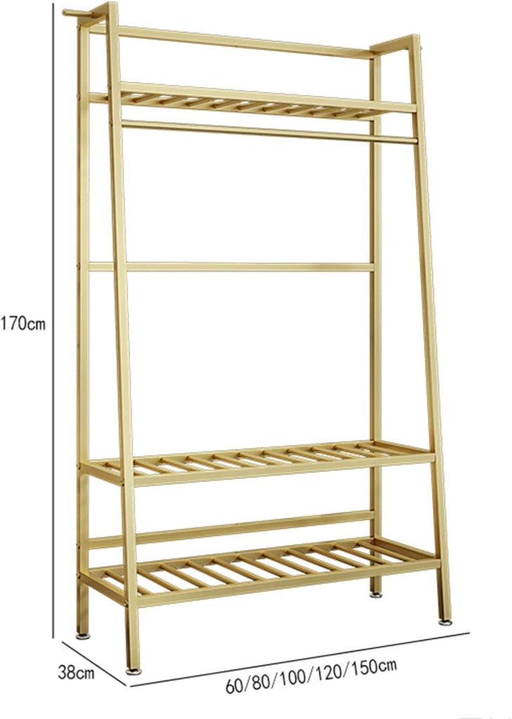 Appendiabiti Appendiabiti Appendiabiti in Metallo Pesante Appendiabiti per la casa, per la Camera da Letto, con 2 Ripiani e 3 ripiani/120 * 38 * 170 cm