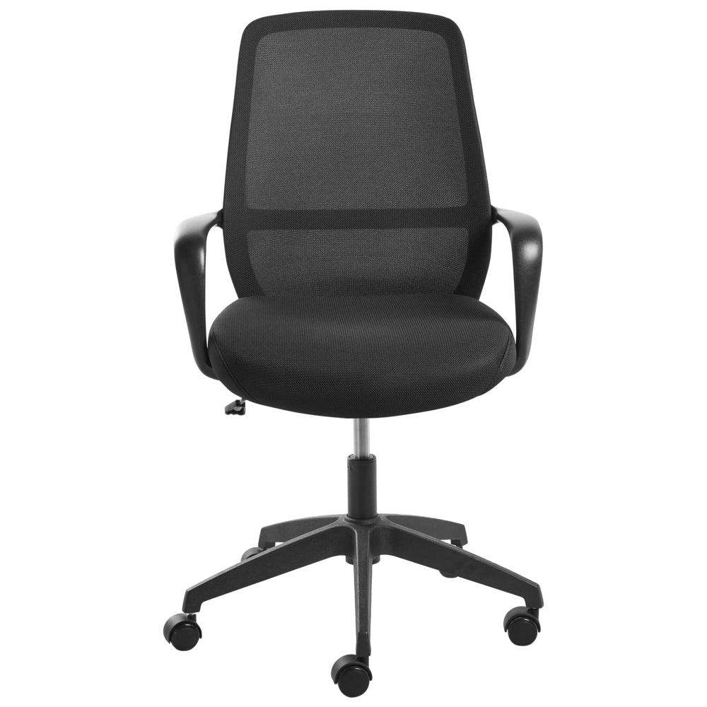 Sedia da ufficio in tessuto nero con rivestimento in rete girevole per scrivania computer seduta regolabile schienale reclinabile