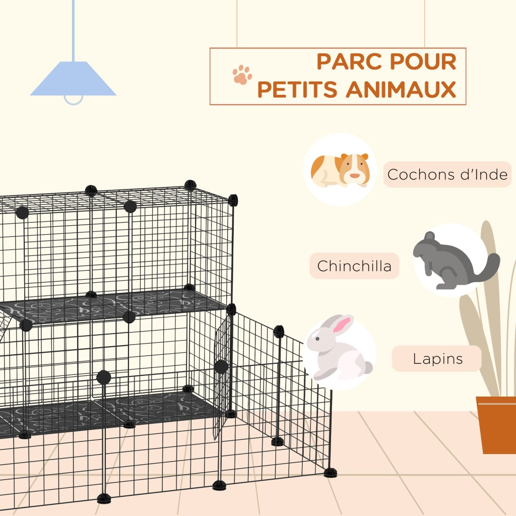 Recinto per Animali Domestici Modulabile ¨C zephmum ¨C 105x105x70 cm Nero