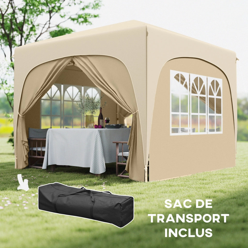 Tendone da Giardino Pieghevole 3x3m con Finestre e Borsa Sabbia ¨C zephmum ¨C 300x300x273 cm