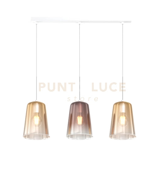 SOSPENSIONE BIANCO RETTANGOLARE 3 LUCI (2 AM + 1 RA) 1164BI-S3 R-AR