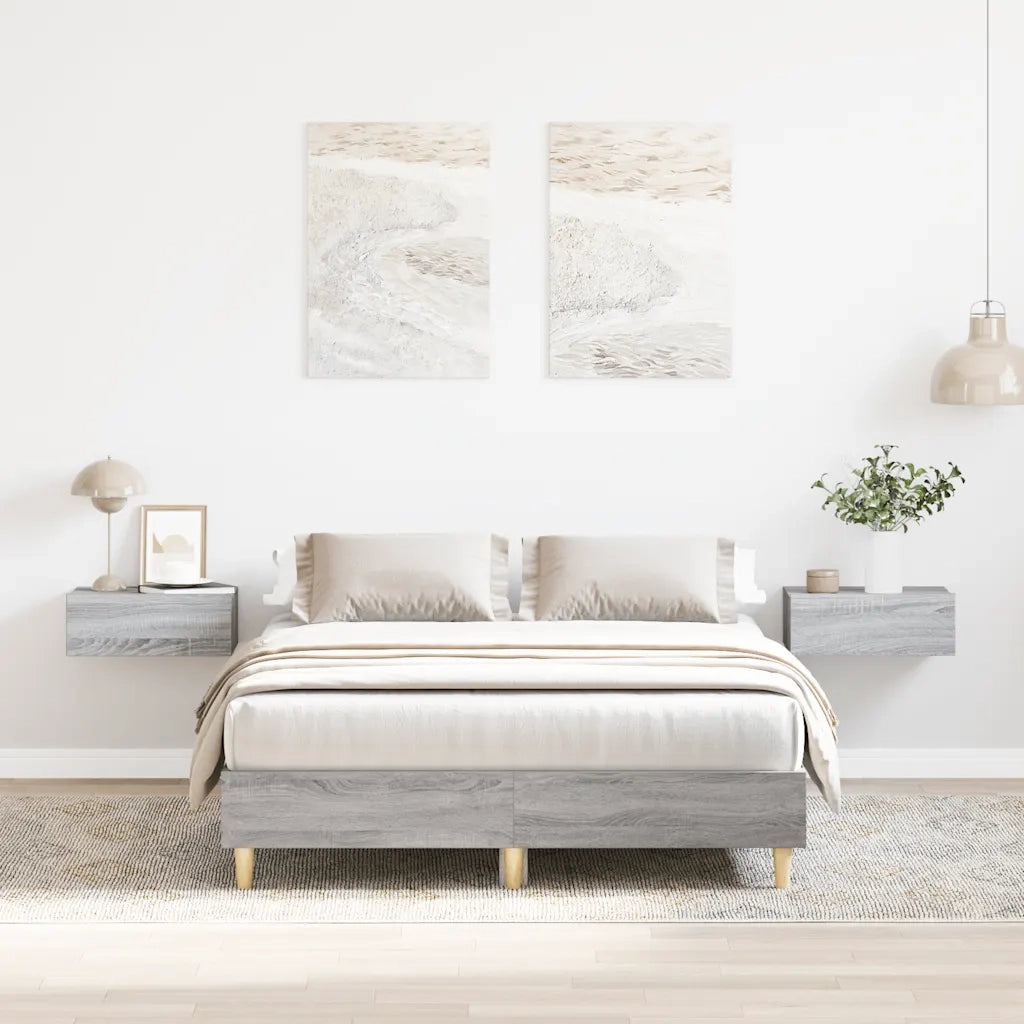 vidaXL Giroletto senza Materasso Grigio Sonoma 135x190cm in Truciolato