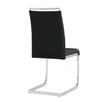Set di 2 Sedie moderne per sala da pranzo, con schienale alto, in PU e tessuto, per Cucina e ufficio, Nero