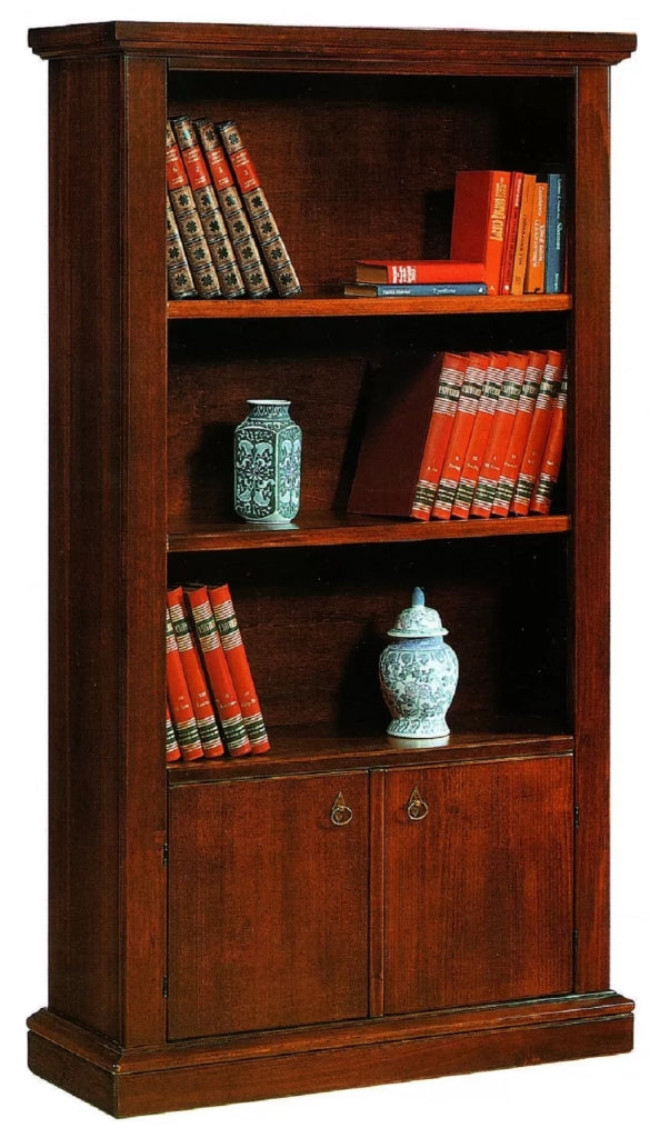 Libreria 2 porte arte povera in legno tinta noce 105x40x185 - Mobili 2G