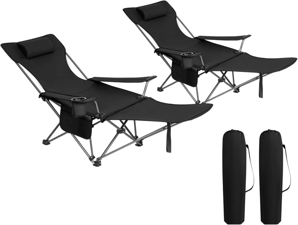Set di 2 Sedie da Campeggio Sedie Pieghevoli Portatile Leggero, Sedia Pieghevole per esterni per Giardino, Pesca, Picnic, Nero