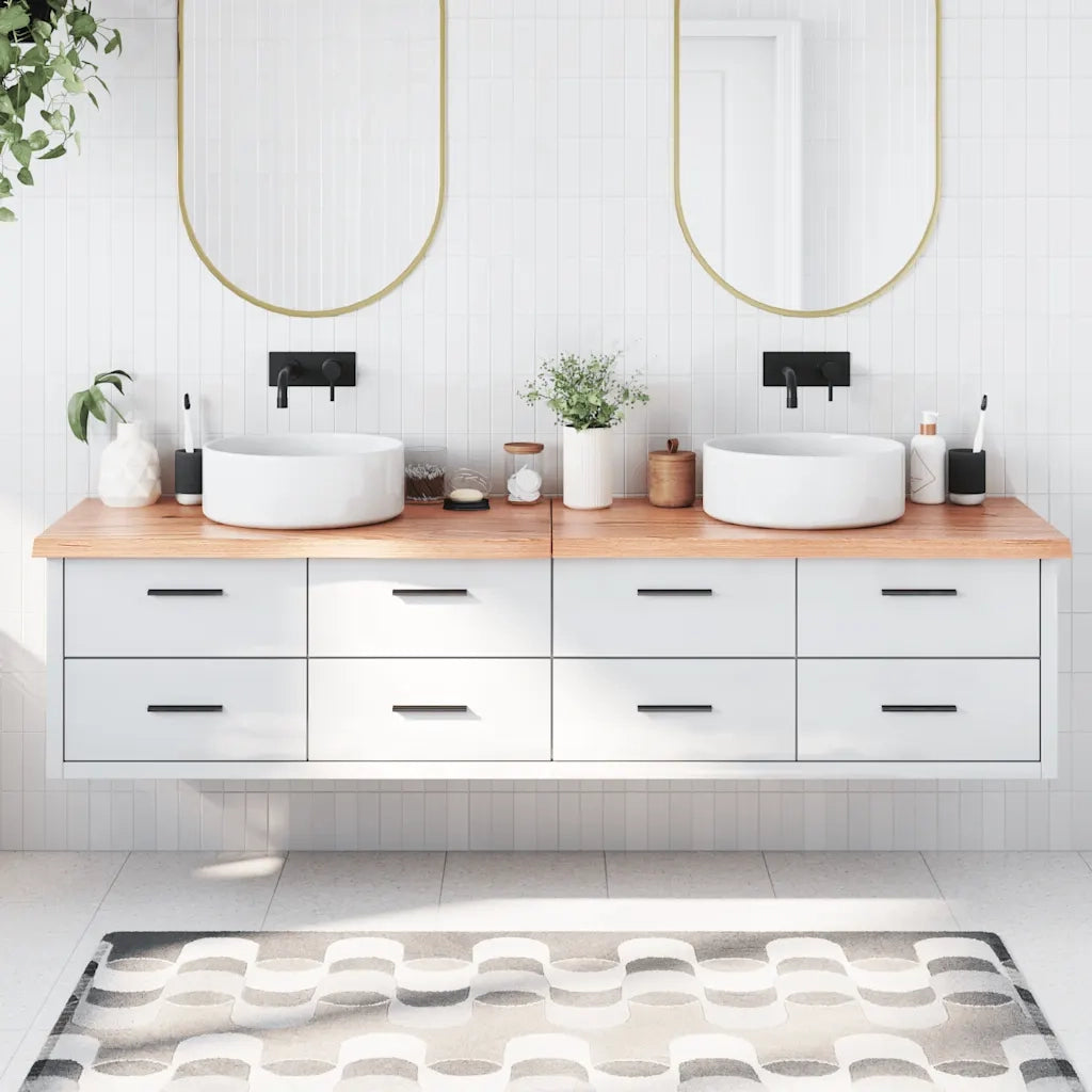 Piano Bagno Marrone 200x50x(2-4) cm Legno Massello Trattato 3156173