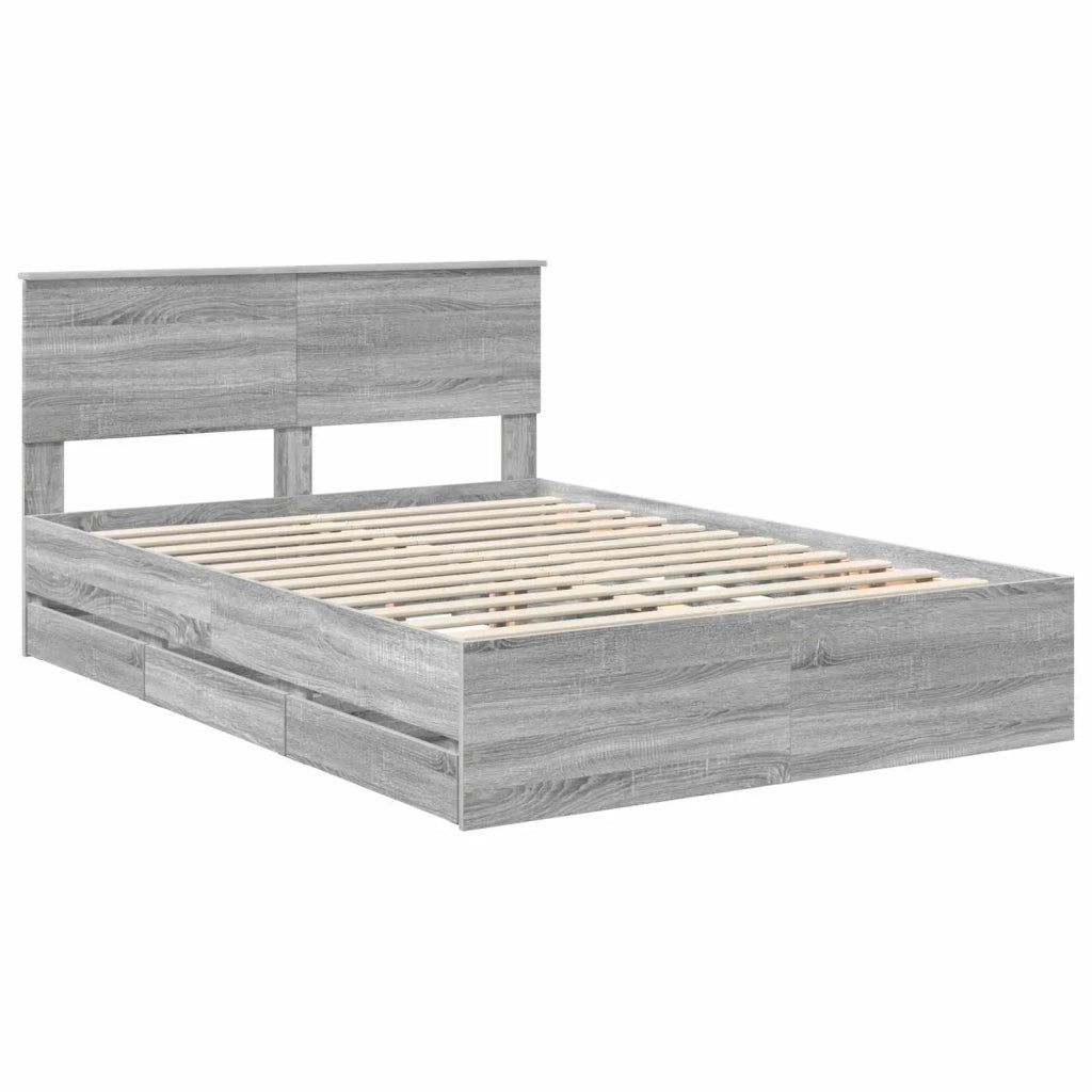Struttura del letto con cassetto Grigio Sonoma 140 x 200 cm 3410705
