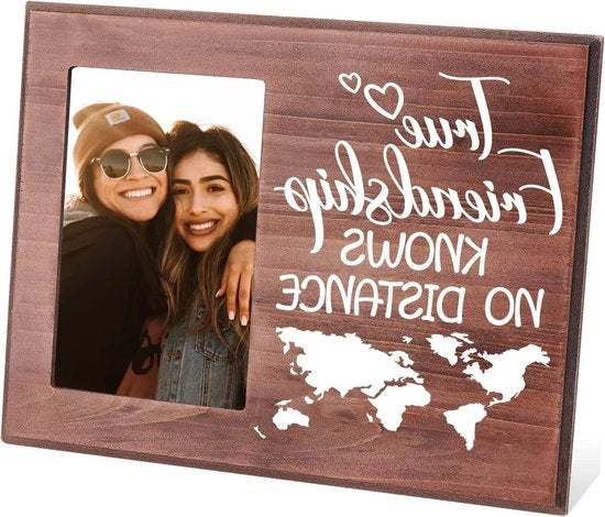 Fotoframe in legno per amici 10 x 15 cm - Regali per amicizie a distanza - Fotoframe per ricordi di amici - Fotoframe da appendere per tavolo in legno