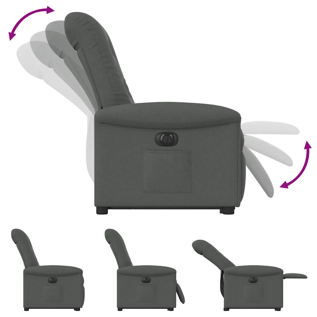 Poltrona Alzapersona Reclinabile Elettrica Grigio Scuro Tessuto 3303275