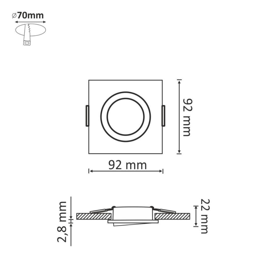 Faretto incasso SOUTH alluminio argento quad GU10 Polux