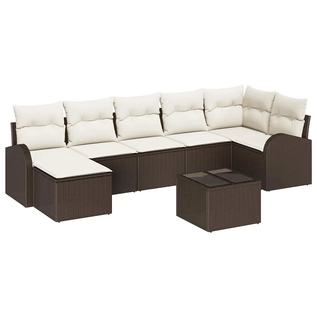 Set Divano da Giardino con cuscino 8 pcs Marrone Poly Rattan 3346138
