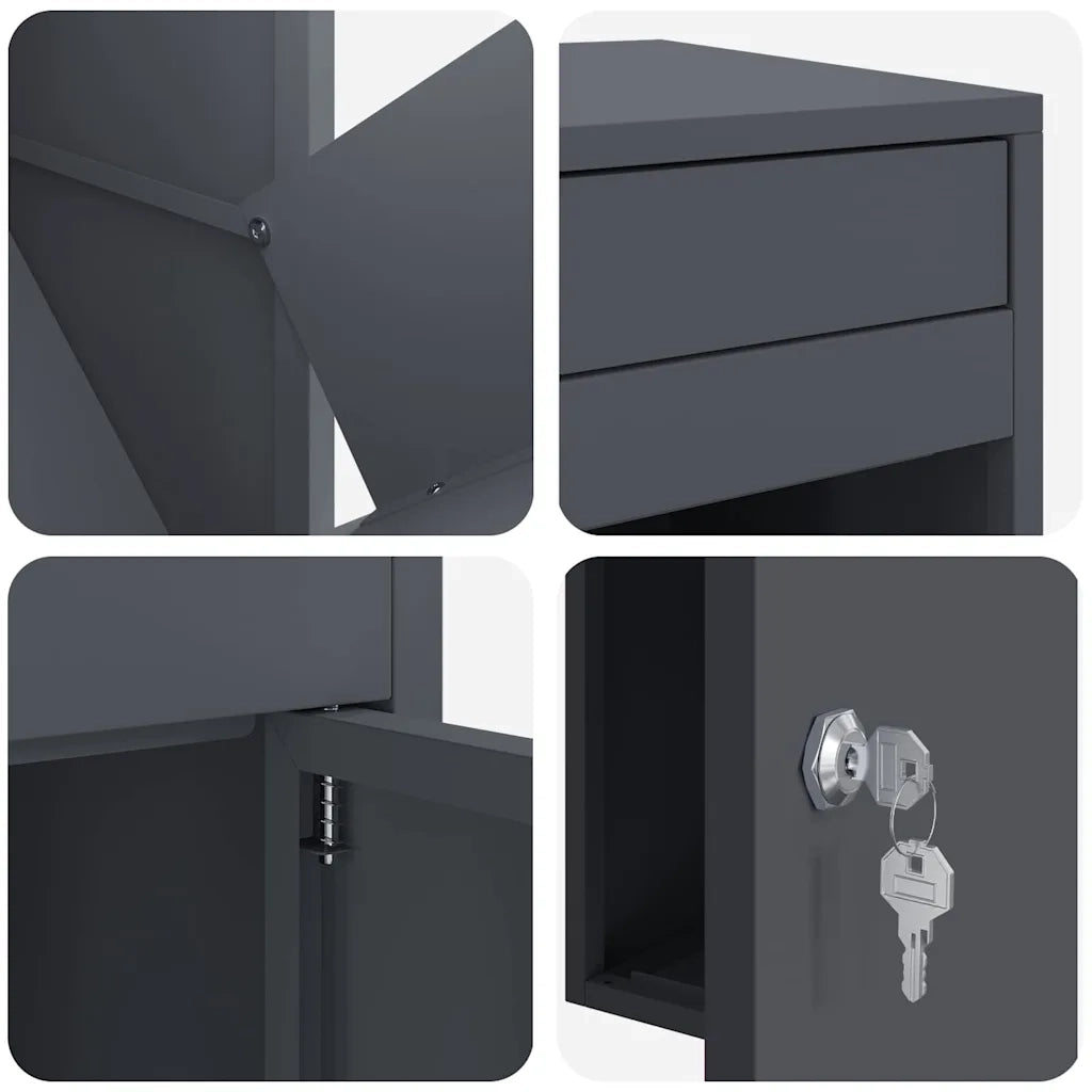 vidaXL Cassetta per pacchi Antracite 41 x 38 x 103 cm Acciaio