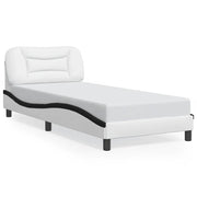 Letto singolo | Letto per adulti | Giroletto senza Materasso Hvar Nero e Bianco 90x190 cm in Similpelle