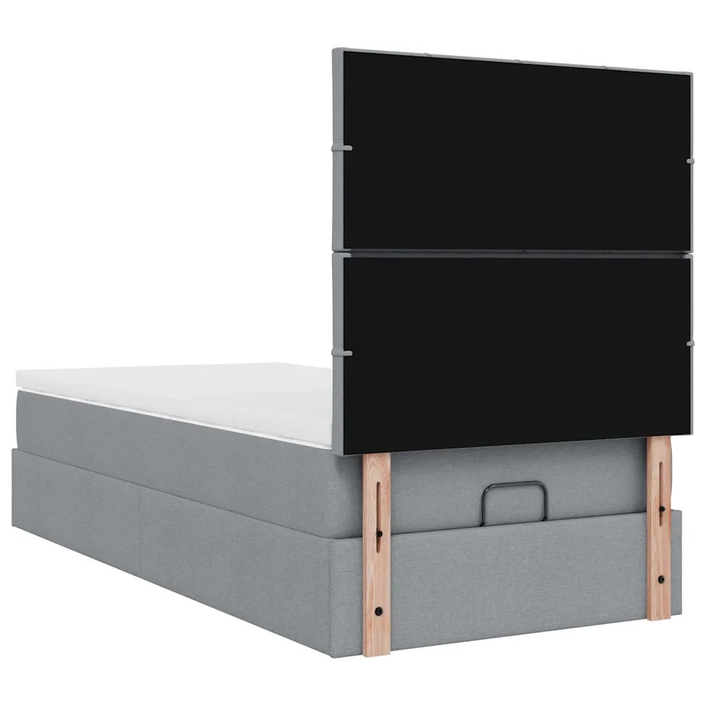 Pouf Letto con Materasso e LED Grigio Chiaro 80x200cm Tessuto 3313961