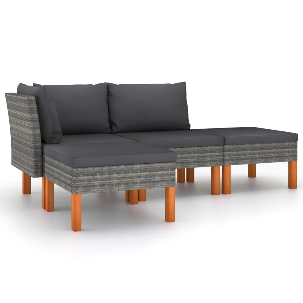 Set di mobili da giardino mobili da esterno 4 pezzi con cuscini resina intrecciata grigia 02_0016181