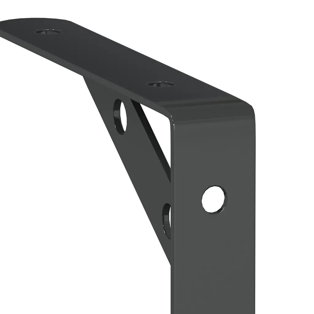 Staffe per Mensola 4 pz 15x2,5x11,5 cm in Acciaio Inox Nero