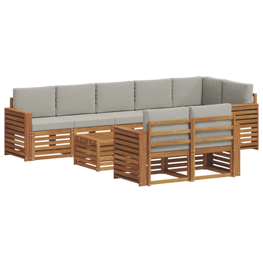 Set divani con cuscino 9 pcs Grigio Naturale e Chiaro