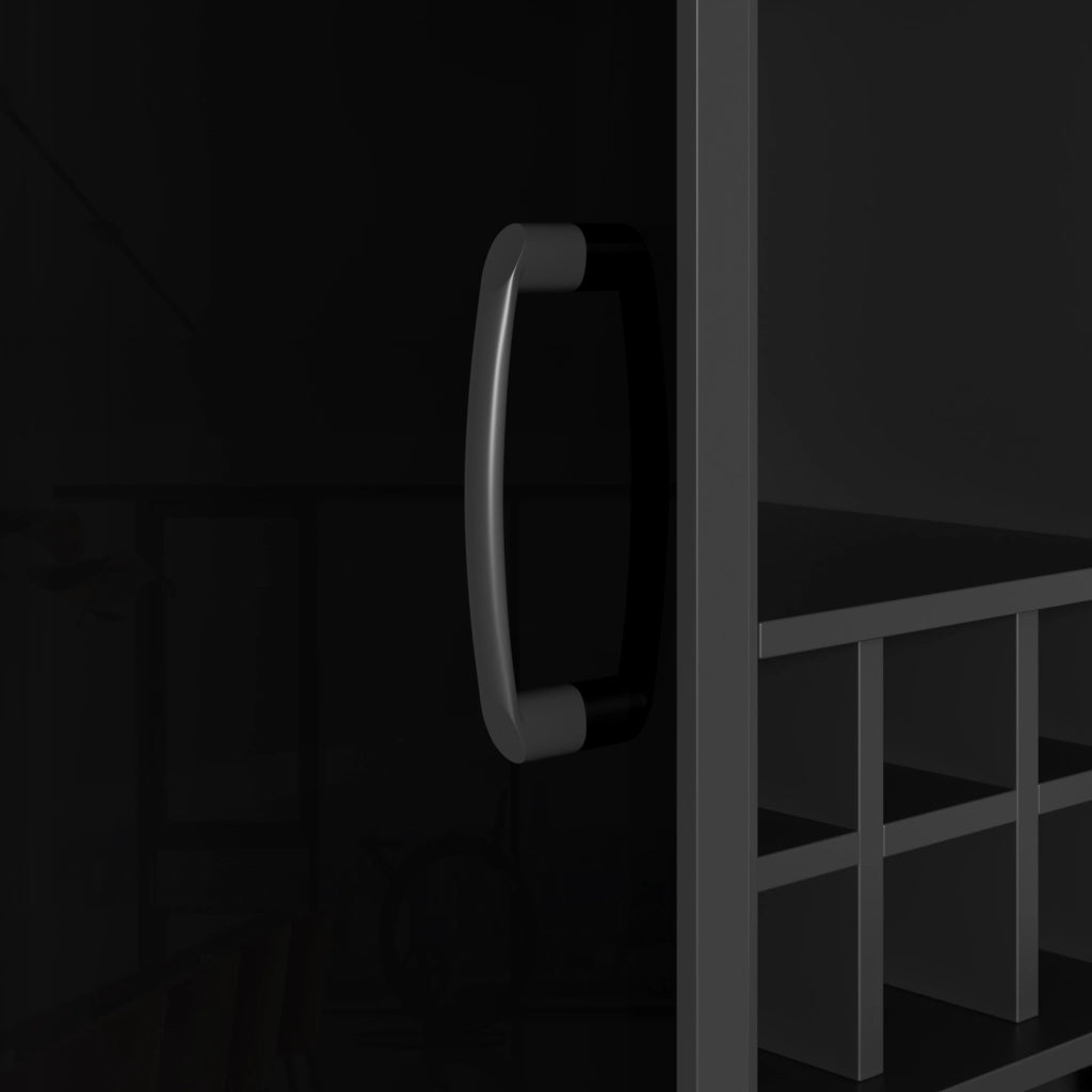 Vetrina con LED App; Portabottiglie e Ripiani - per Soggiorno - 60×36×160 cm - Nero