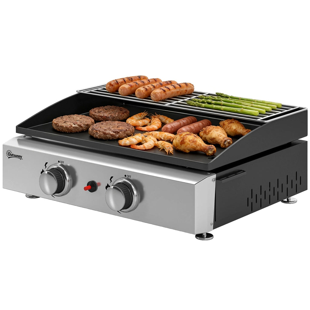 Barbecue a gas portatile 2 fuochi 5 KW ¨C zephmum ¨C grigio