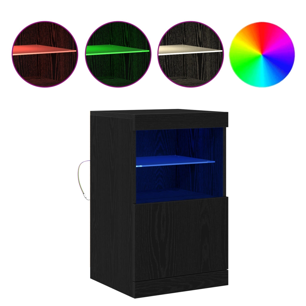 Mobile con luci LED Rovere Nero 41x37x67 cm