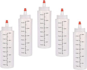 Squisce di plastica a 5 pezzi, 250 ml, con doppi, per salse, ketchup, salse piccanti, olio d'oliva, senape, salse BBQ, salse, maionese