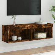Mobile Porta TV con Luci LED-Credenza per TV Rovere Fumo 100x30x30 cm