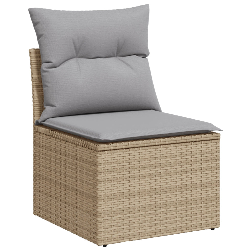 Set Divano Giardino 10 Pezzi con Cuscini Beige Polyrattan Acacia
