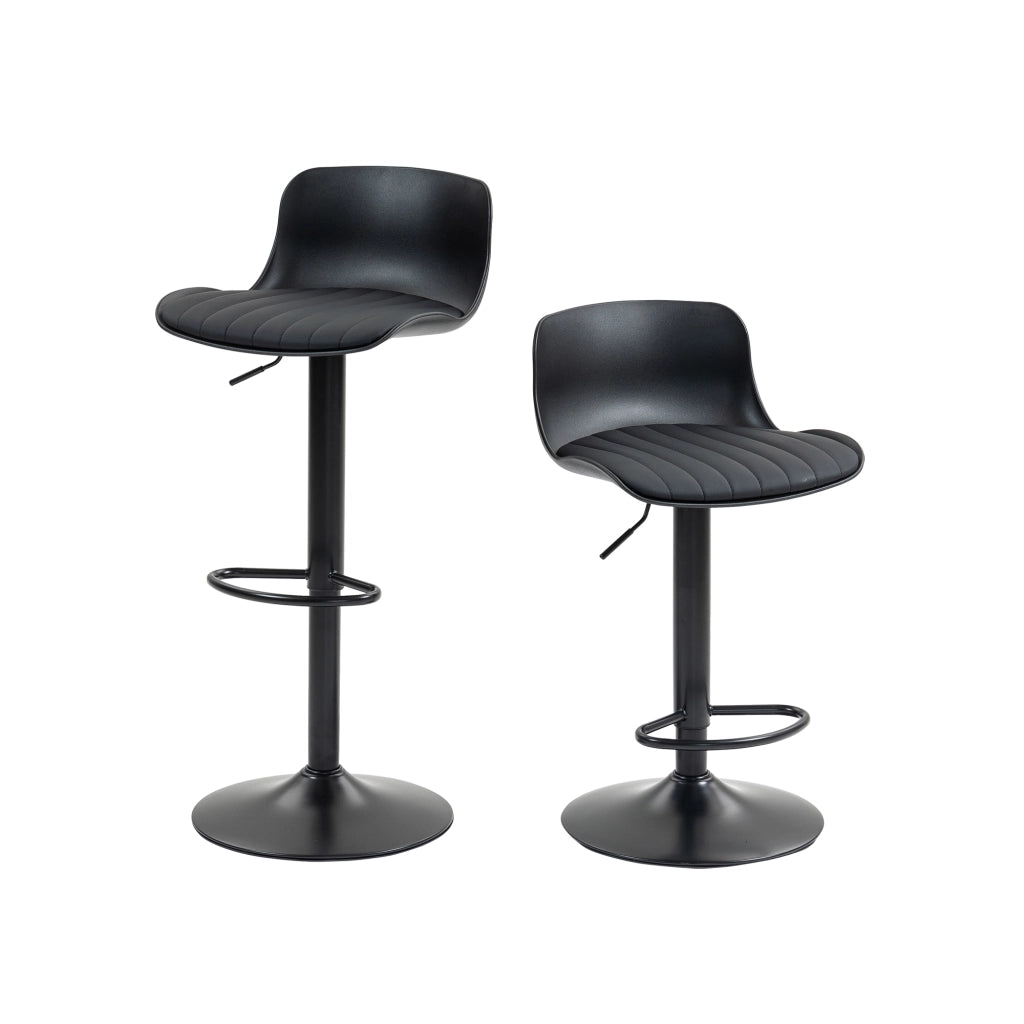 SGABELLO BAR Girevole 360° con Schienale Nero in Metallo e Imbottito