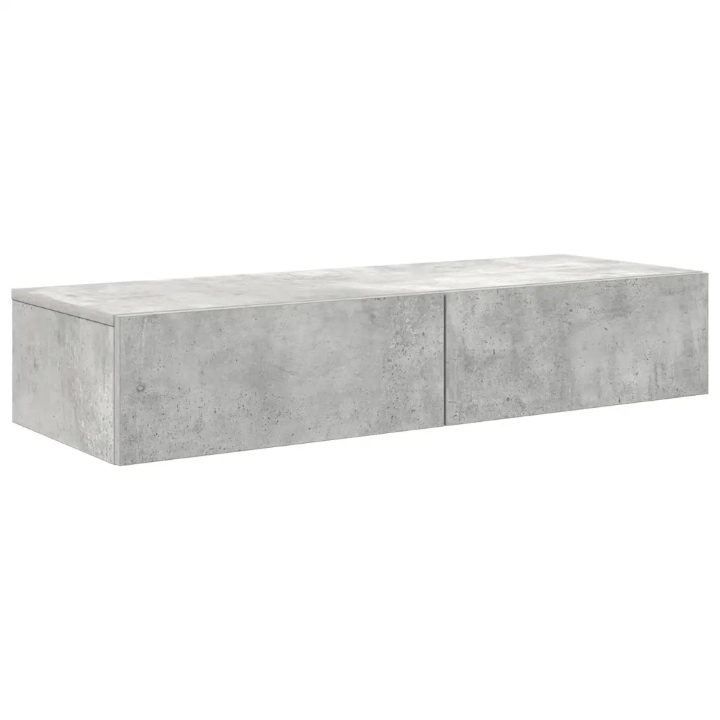 Scaffale a Parete con Cassetti Grigio 100x36x19cm in Truciolato