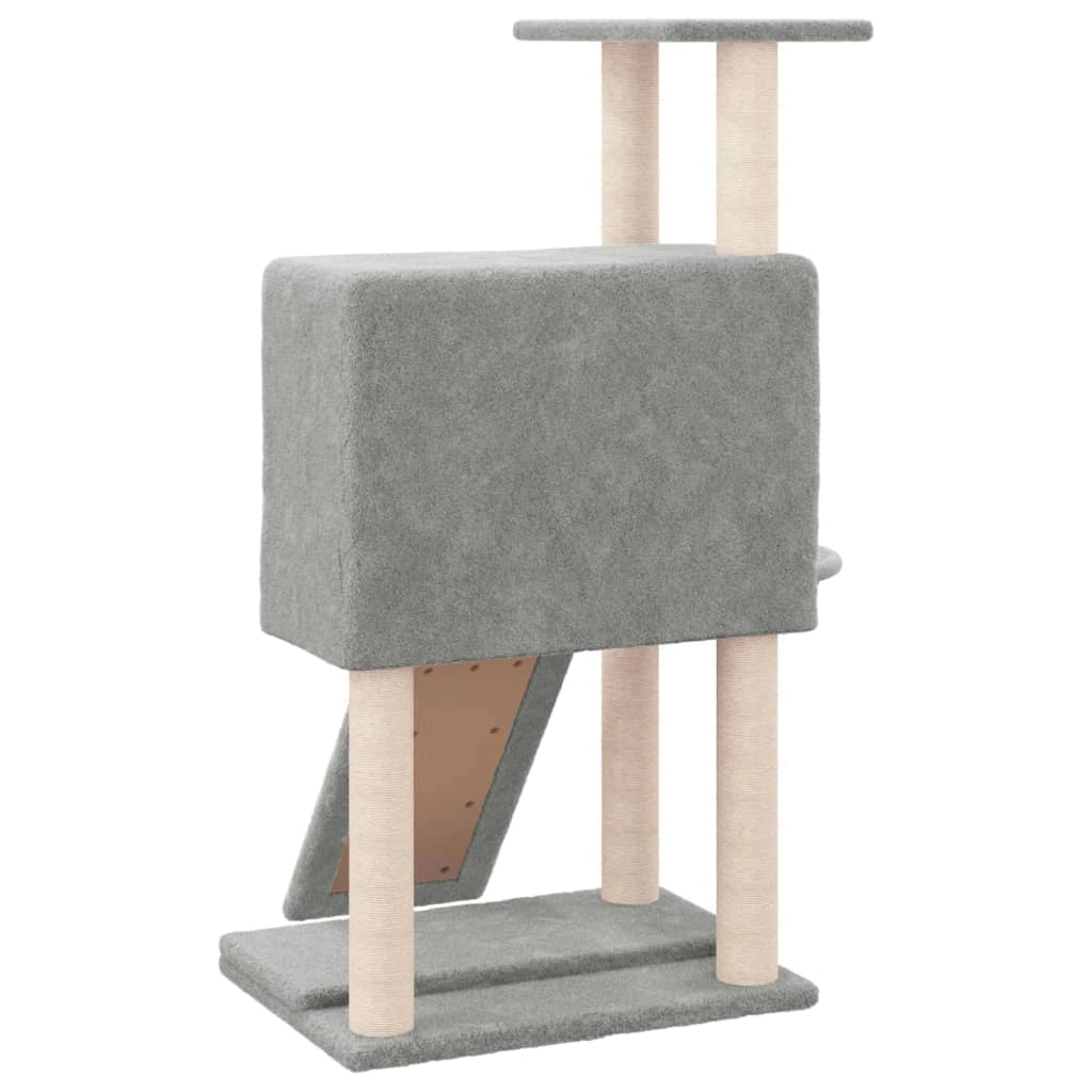 Tiragraffi per gatti torre per arrampicata giocattolo piattaforma per arrampicata con tiragraffi in sisal leggero 96 cm grigio 02_0022631