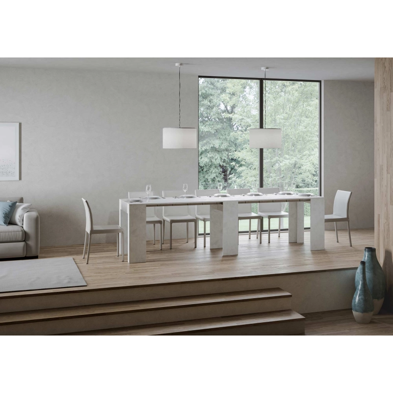 Consolle allungabile 78x47/299 cm Allin - Bianco Spatolato