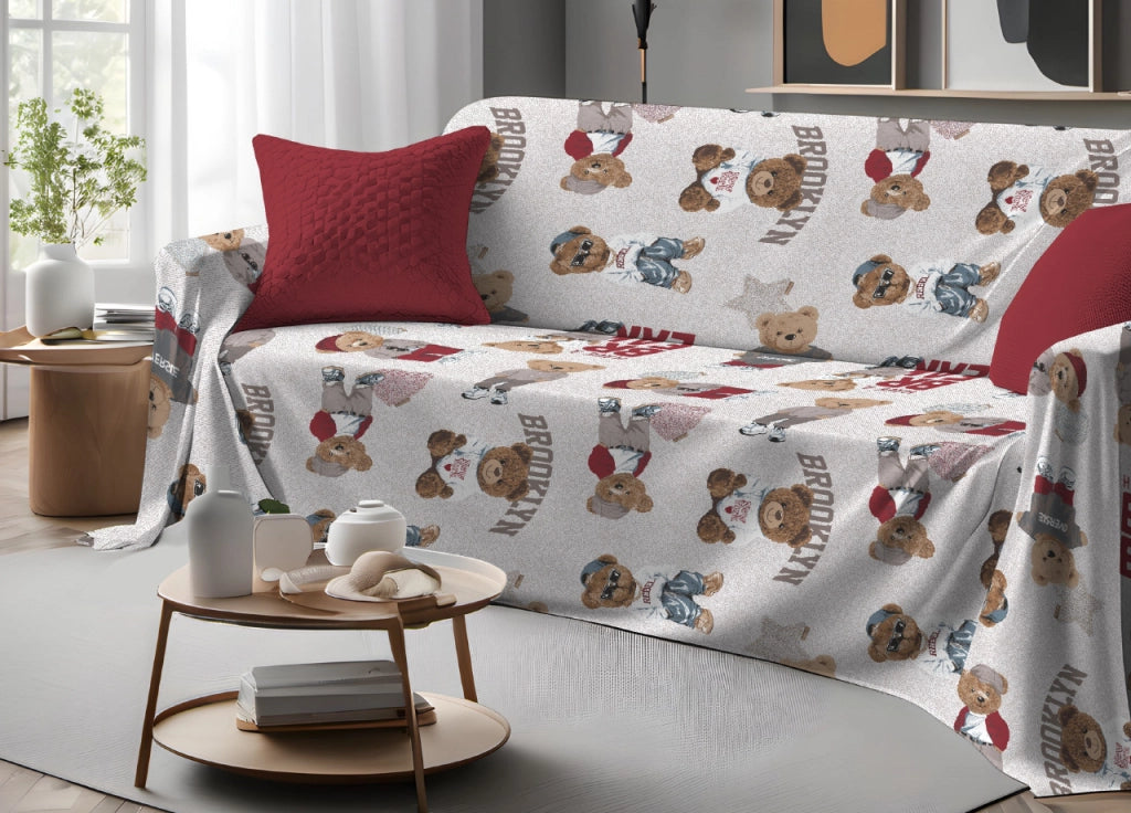 Telo Arredo Granfoulard Copritutto Salvadivano 100% Cotone Dis. Teddy - Matrimoniale - Beige