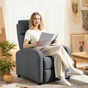 POLTRONA RELAX IMBOTTITA E RECLINABILE A 135¦ E POGGIAPIEDI IN TESSUTO, 69X87X100.5 CM, GRIGIO