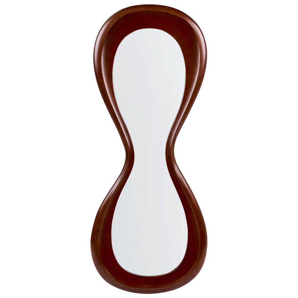 Specchio da parete marrone scuro con cornice in MDF forma irregolare stile scandinavo decorazione da parete