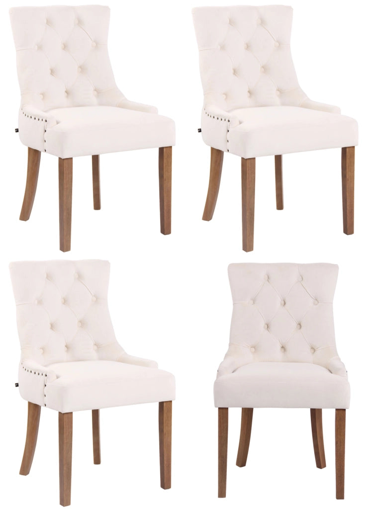 Set 4 poltrone pranzo Aberdeen in velluto crema,antico chiaro