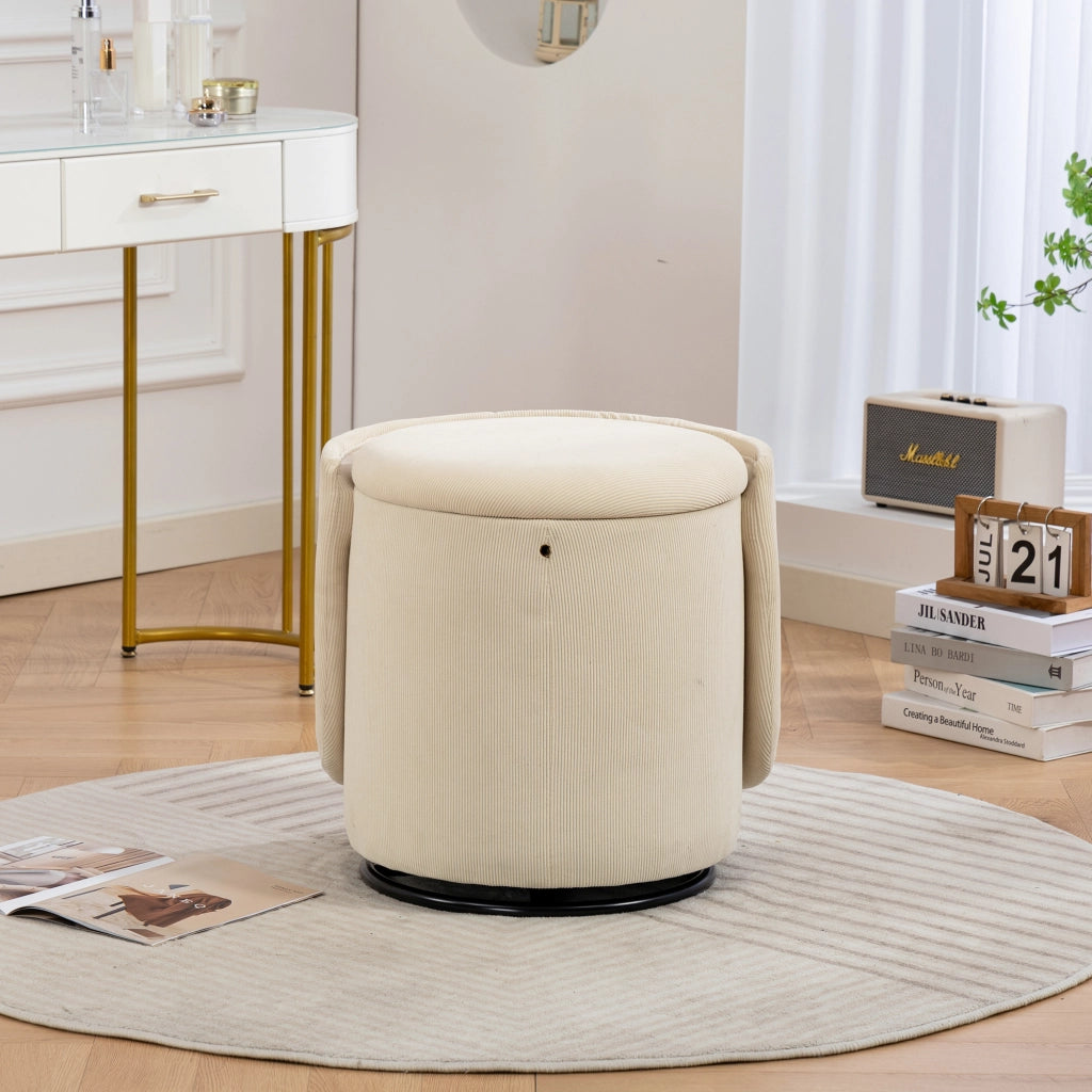 Poltrona Girevole con Vano Contenitore ¨C MINIMAL ¨C Tessuto Imbottito, Design Multifunzionale