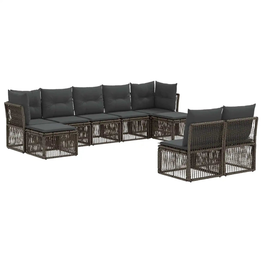 Set Divano da Giardino 9 pcs Grigio polyrattan 3434351