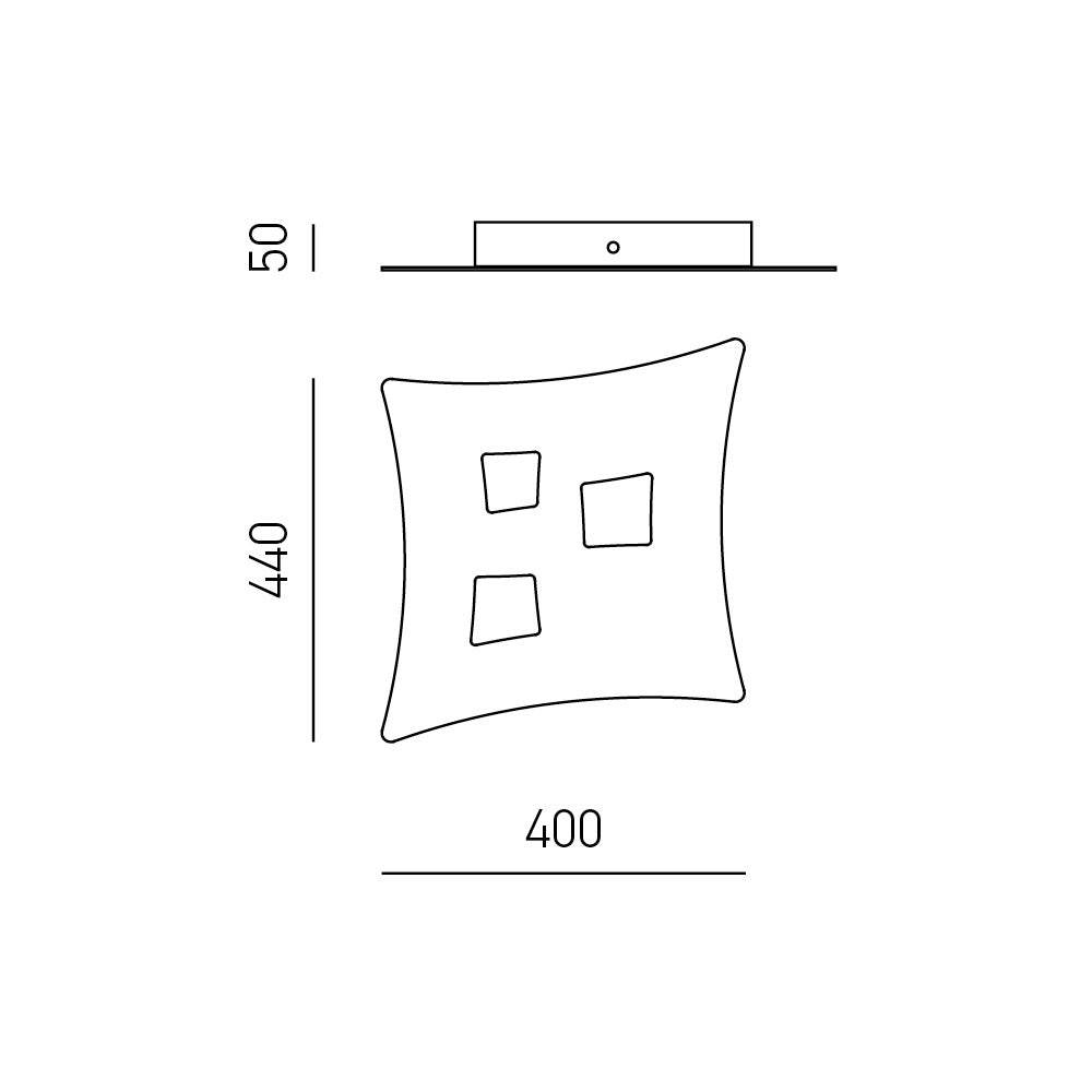 Plafoniera Isotta moderna 3 luci GX53 tortora - Lampada da soffitto in metallo curvato 40x44cm, design geometrico, max 3x8W, IP20, lampadine escluse