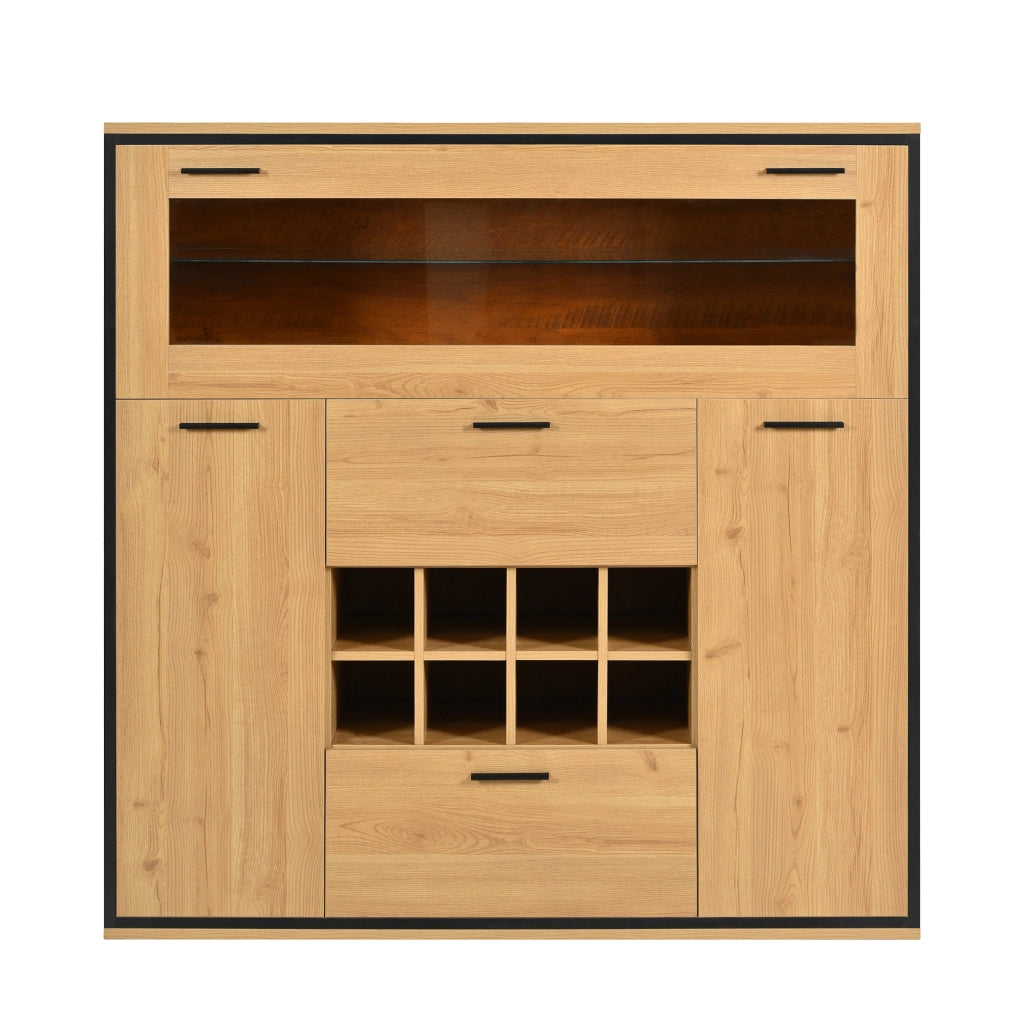 Credenza con Cantinetta ¨C MINIMAL ¨C Ante Doppie, Portabottiglie e Ripiano in Vetro