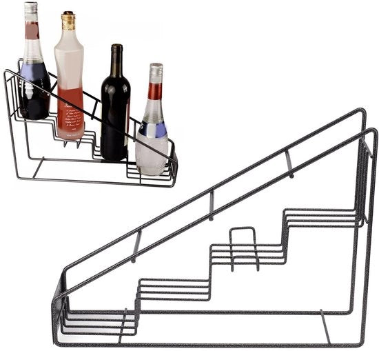 Organizzatore di Bottiglie in Acciaio Inossidabile - Raccoglitore di Bottiglie 4 Comparti - Organizzatore di Bottiglie - Scaffale di Cucina per Magazzino - Facile da Pulire - Struttura Stabile