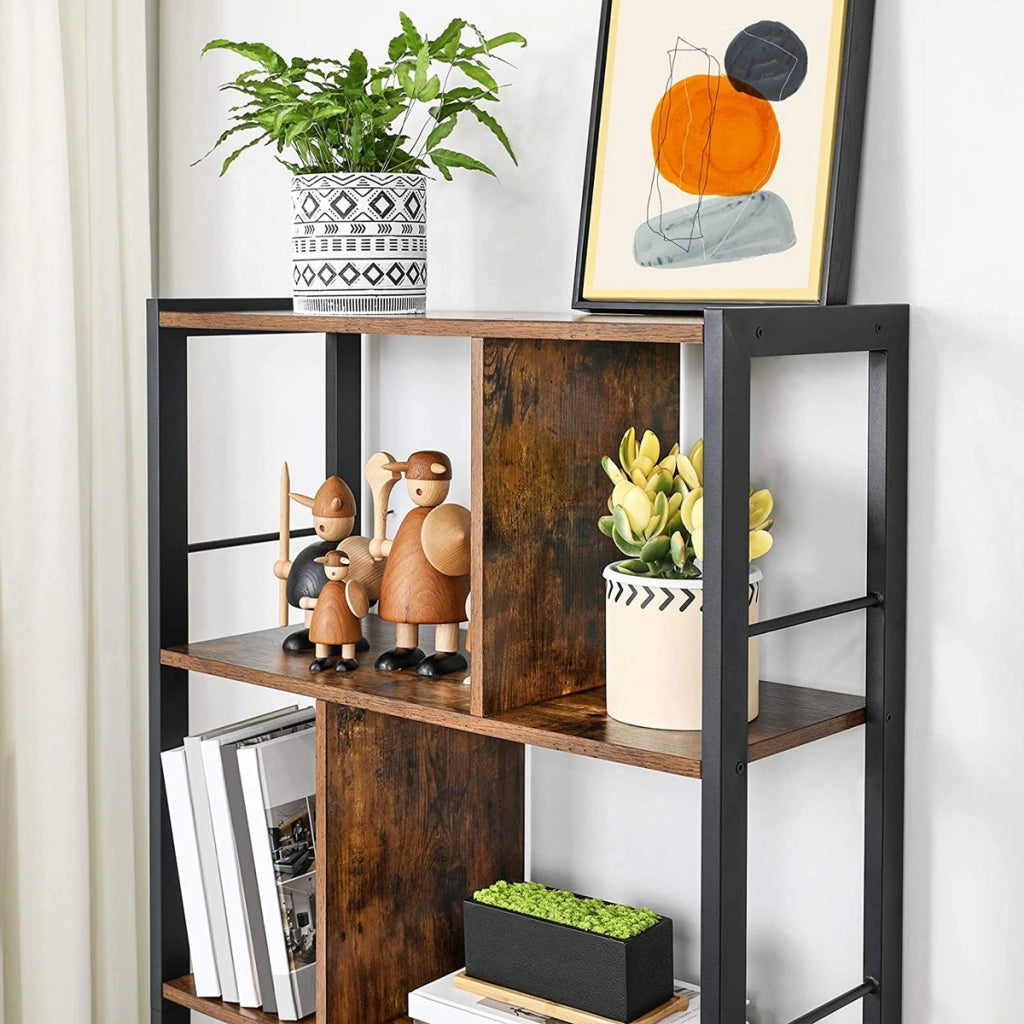 Libreria loft industriale in metallo e legno rustico