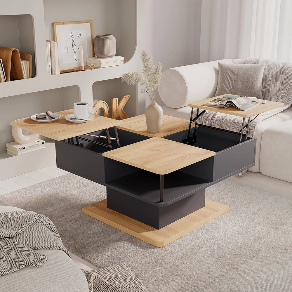 Vicco tavolino soggiorno Antracite 80 x 45 cm con vani portaoggetti