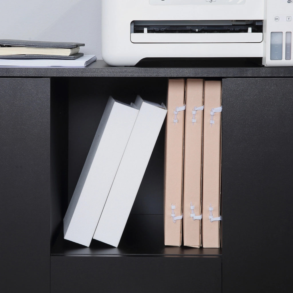 Cassettiera a rotelle per ufficio ¨C zephmum ¨C nero, legno, 100x40x71cm