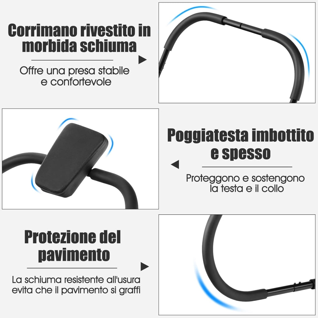 Addestratore per Addominali e Costato con Poggiatesta Imbottito, AB Trainer Ergonomico e Portatile per Allenamento della Forza e Assistente Posizione Seduta da Casa e Palestra