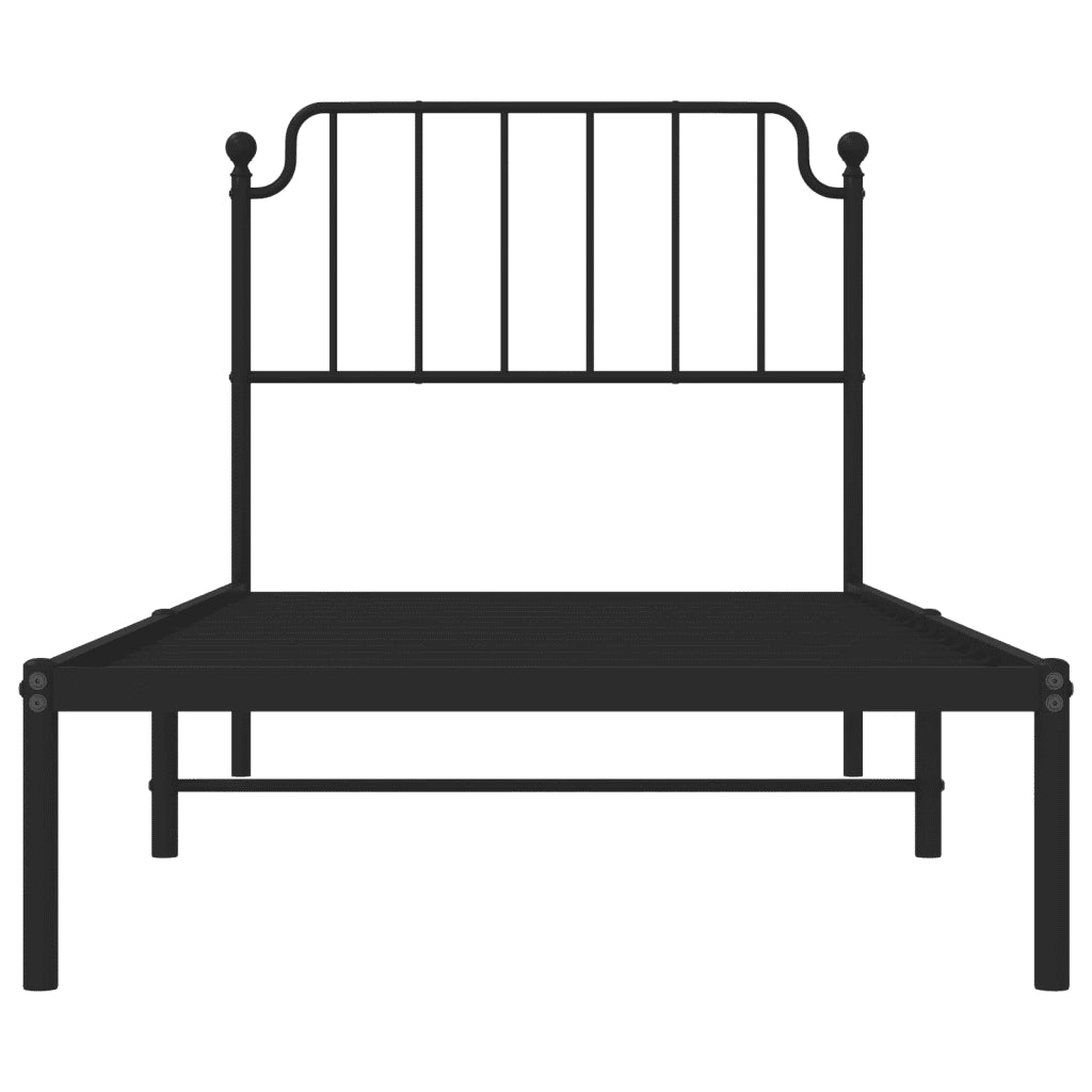 Giroletto con Testiera in Metallo Nero 90x200 cm 373880